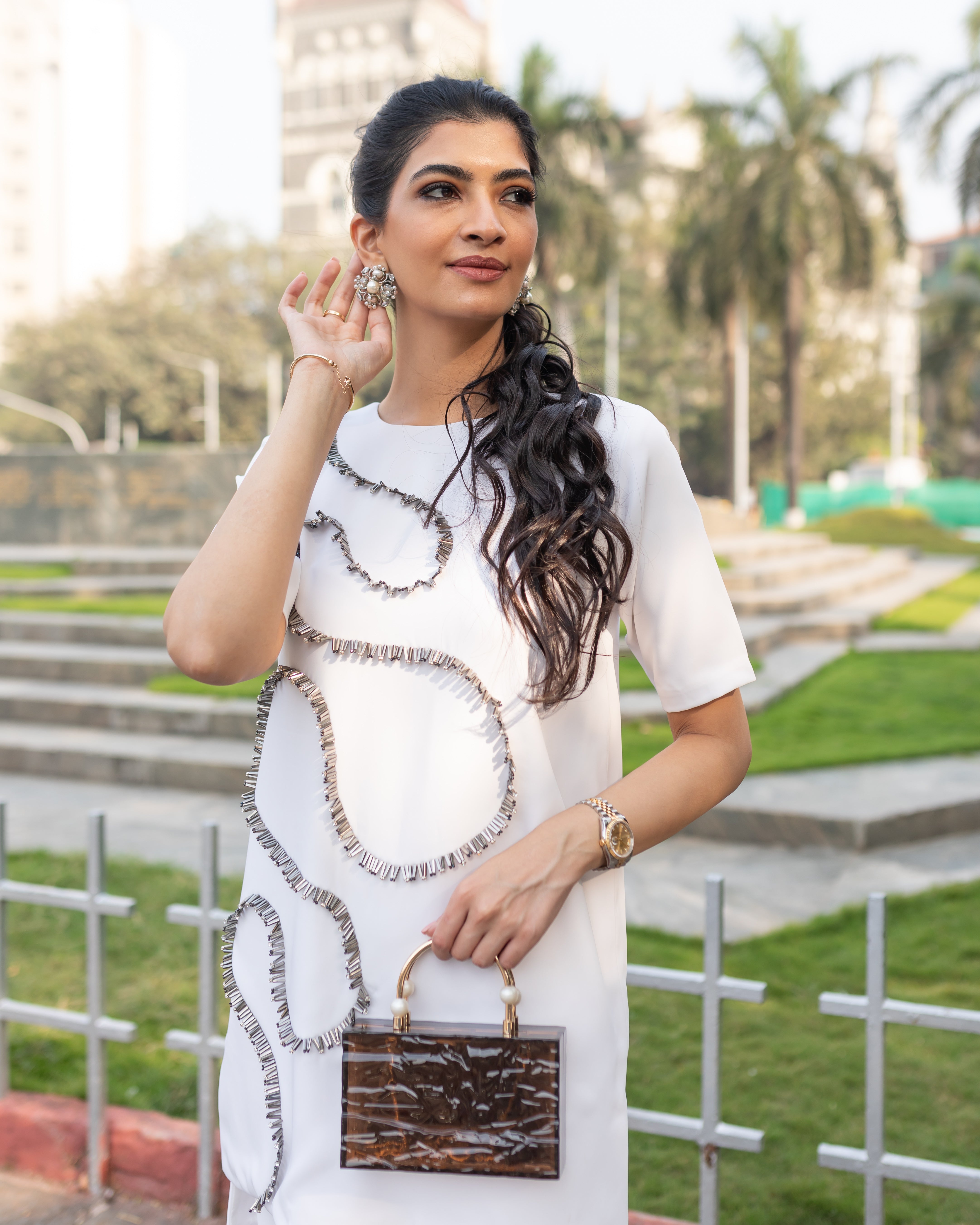 Hanna Khan in Beaded Long Top