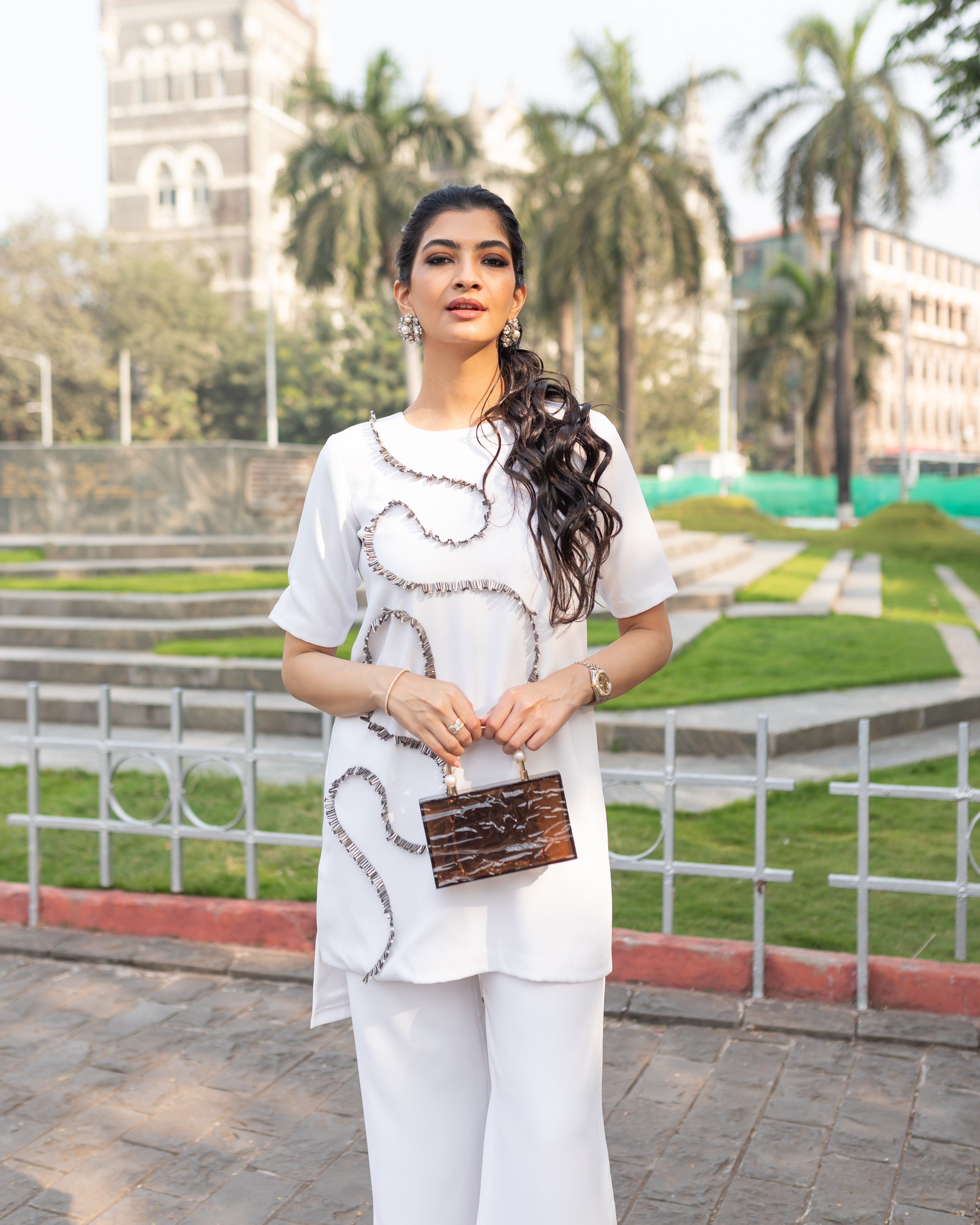 Hanna Khan in Beaded Long Top