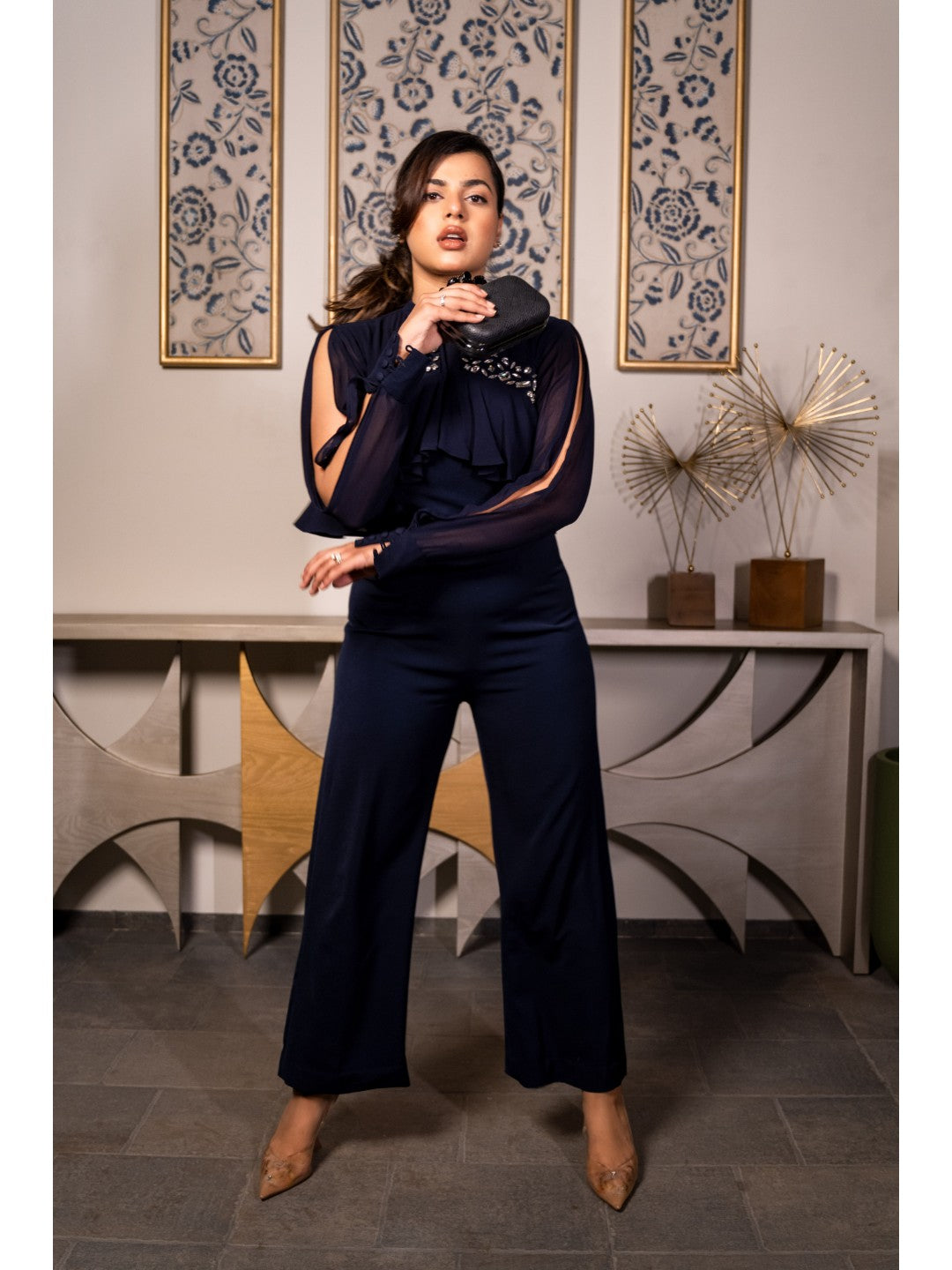 Kritika Jain in Celeste Long Sleeve Jumpsuit