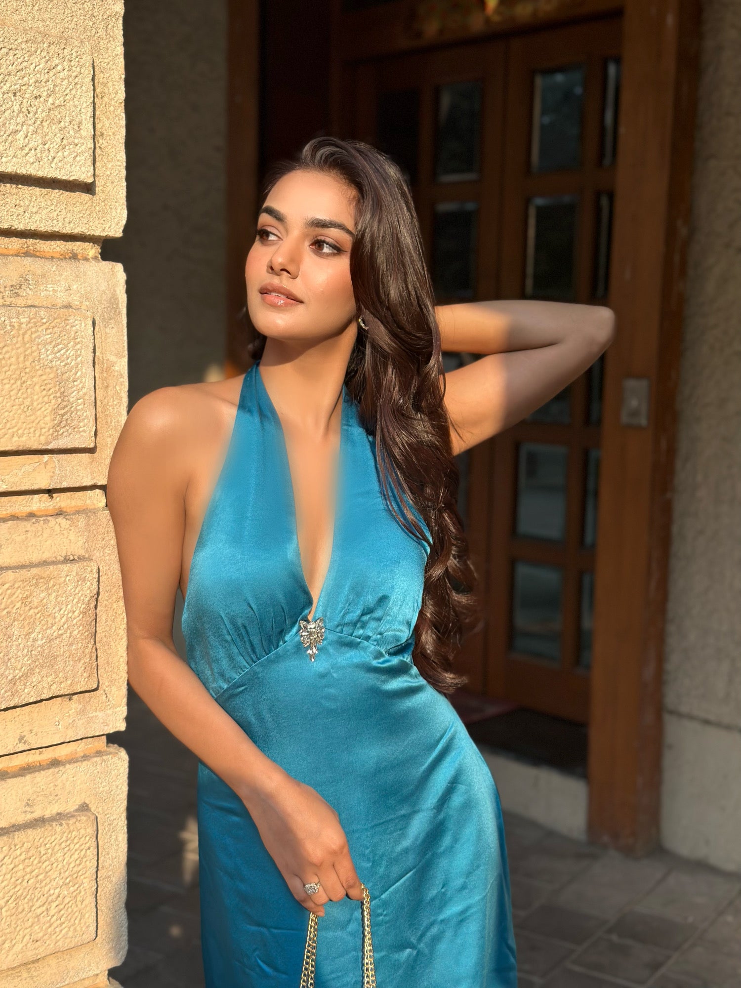Rubal Shekhawat in Luminelle Halter Maxi Dress