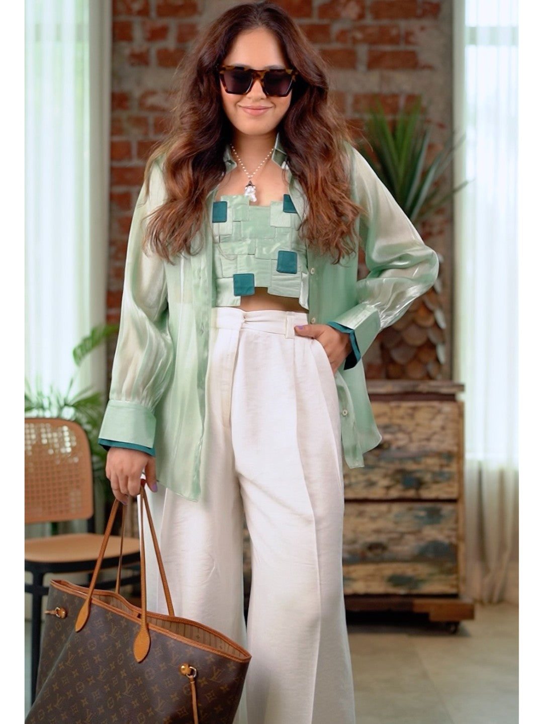 Ayushi Bangur in Sage Faye Bodice Top