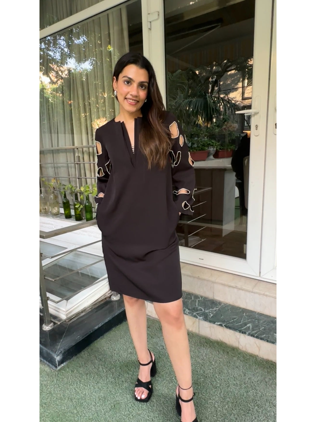 Yukta Sethi in Chloe Cut Out Studded Dress