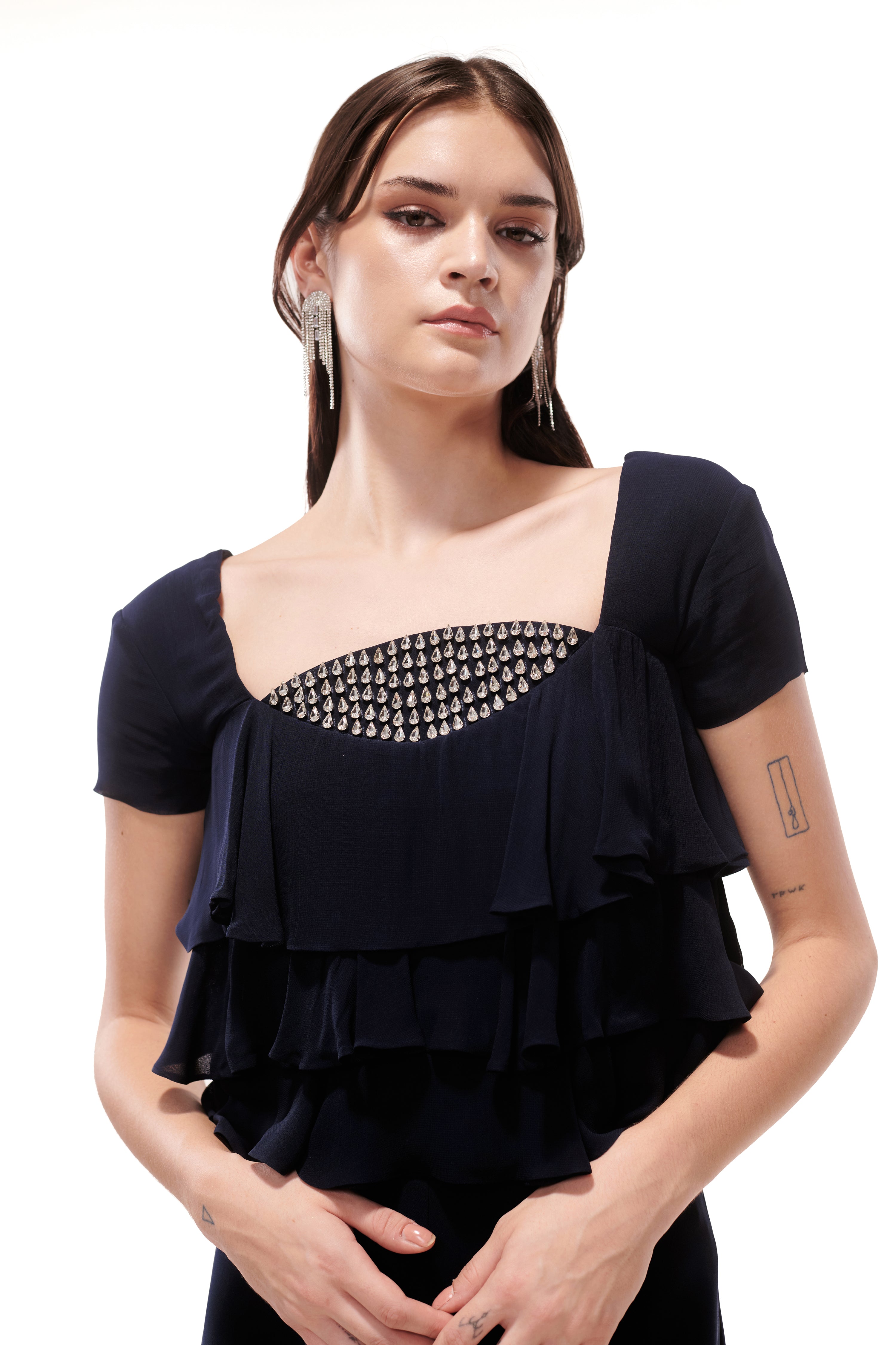 Marina Short Sleeve Frill Top