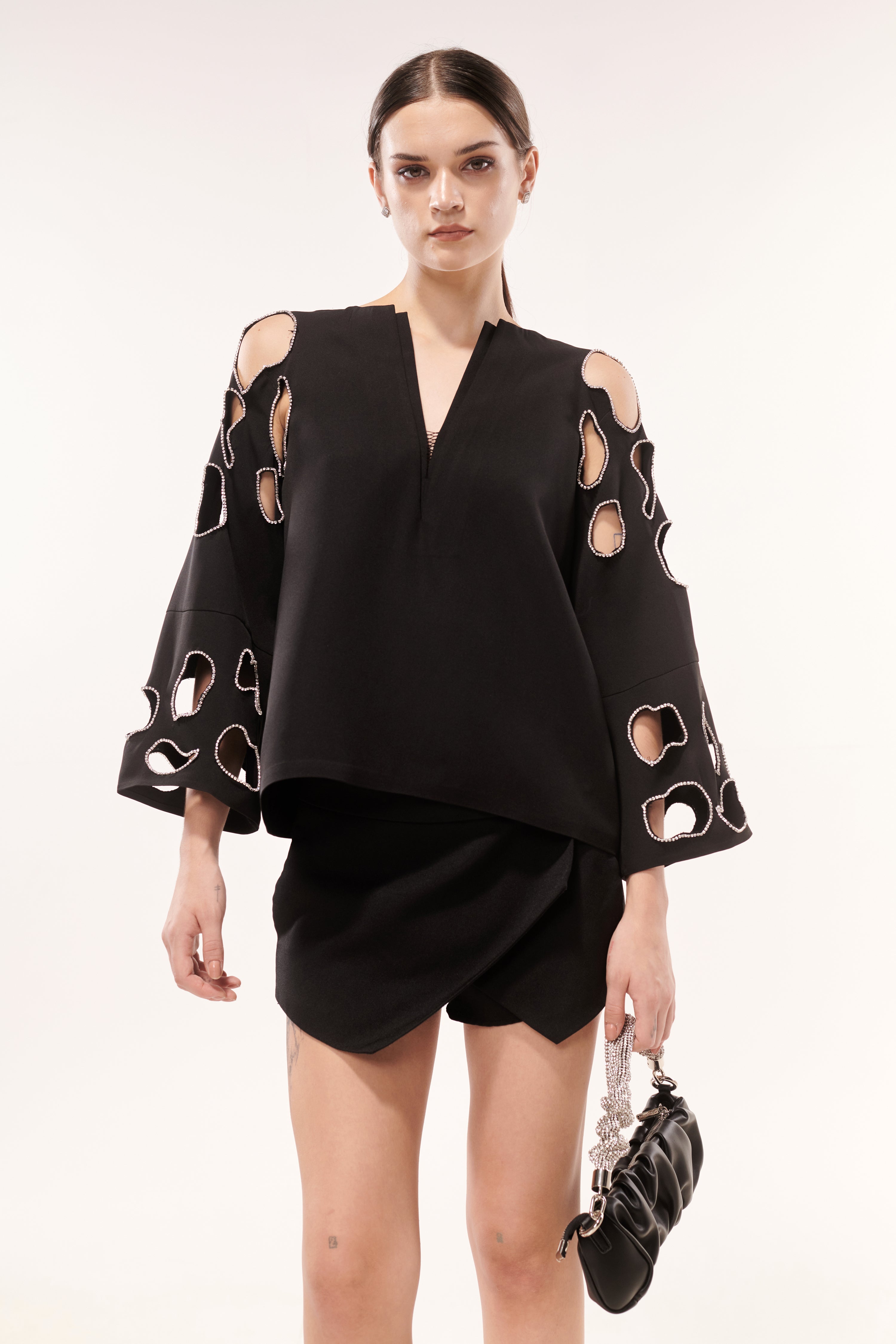 Nishtha Sethi in Chloe Cut Out Studded Top