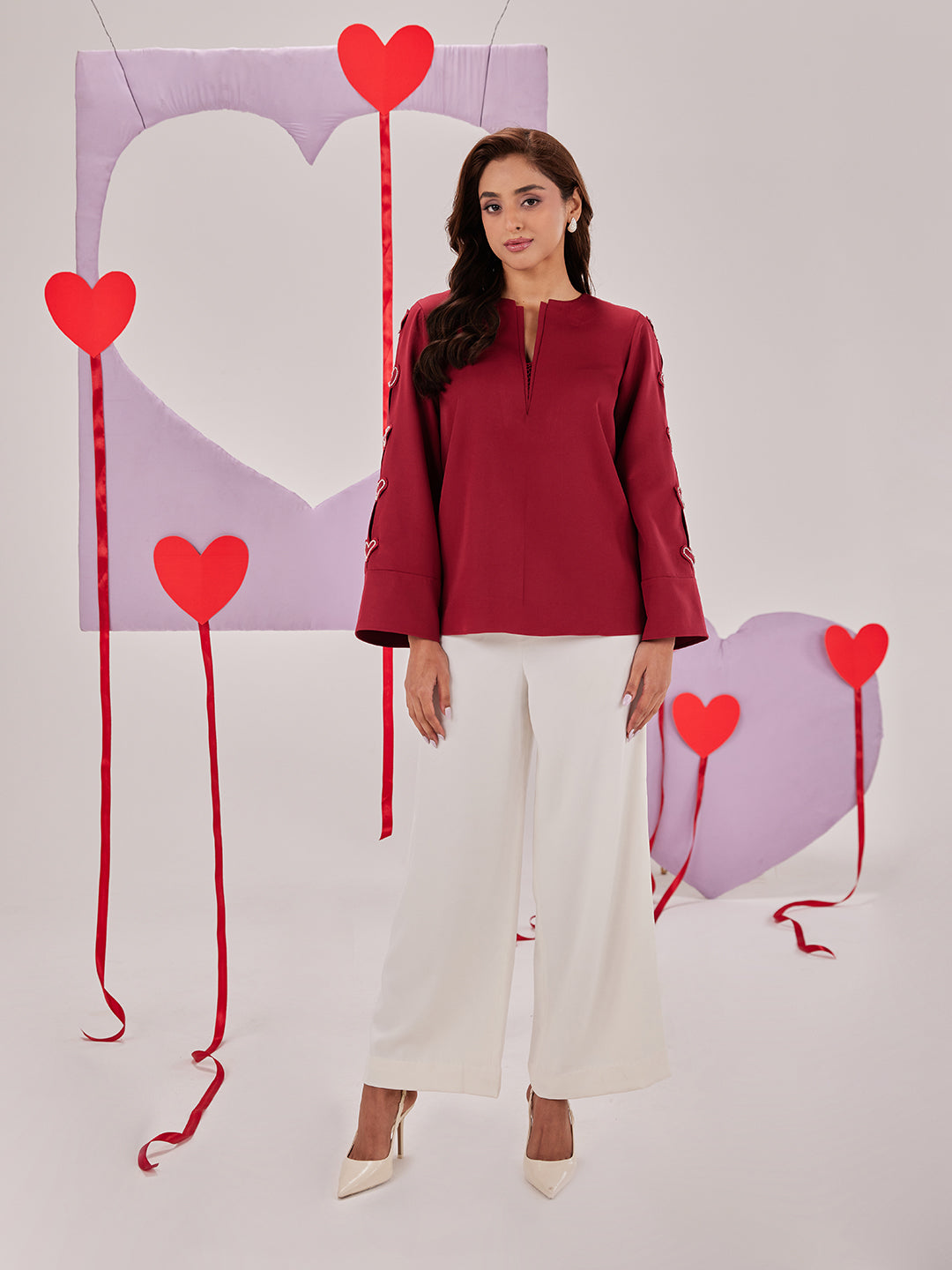 Polly Heart Sleeve Top