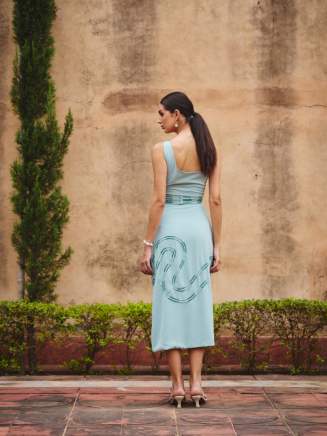 Linae crop top & overlap skirt set