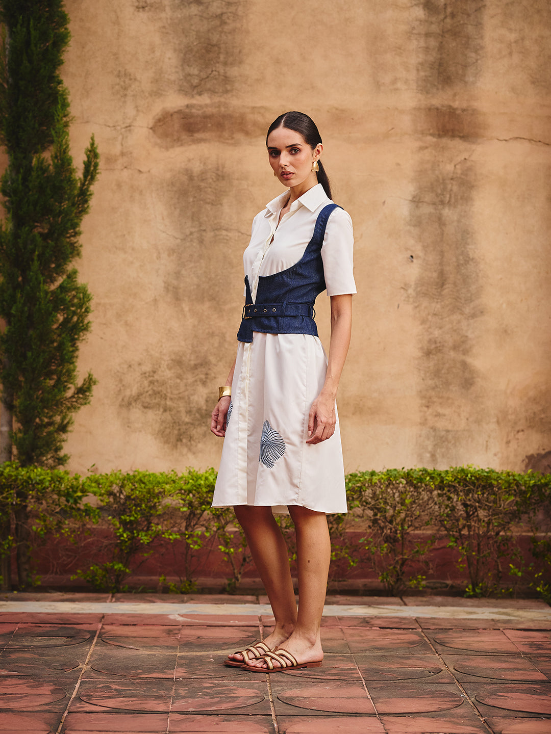Cattleya shirt dress with denim belt
