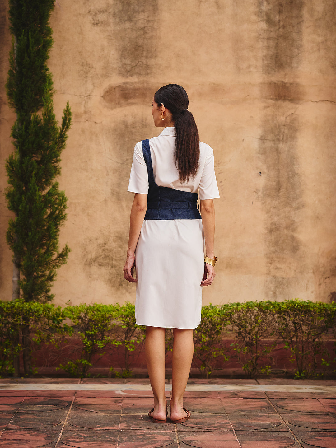Cattleya shirt dress with denim belt