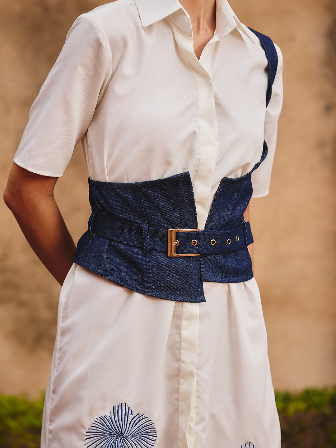 Cattleya shirt dress with denim belt
