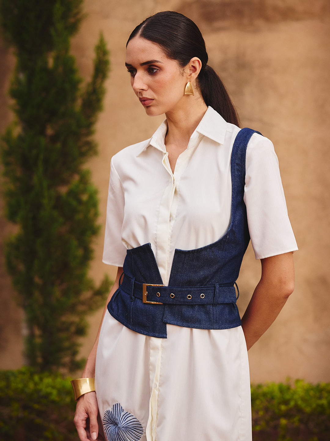 Cattleya shirt dress with denim belt
