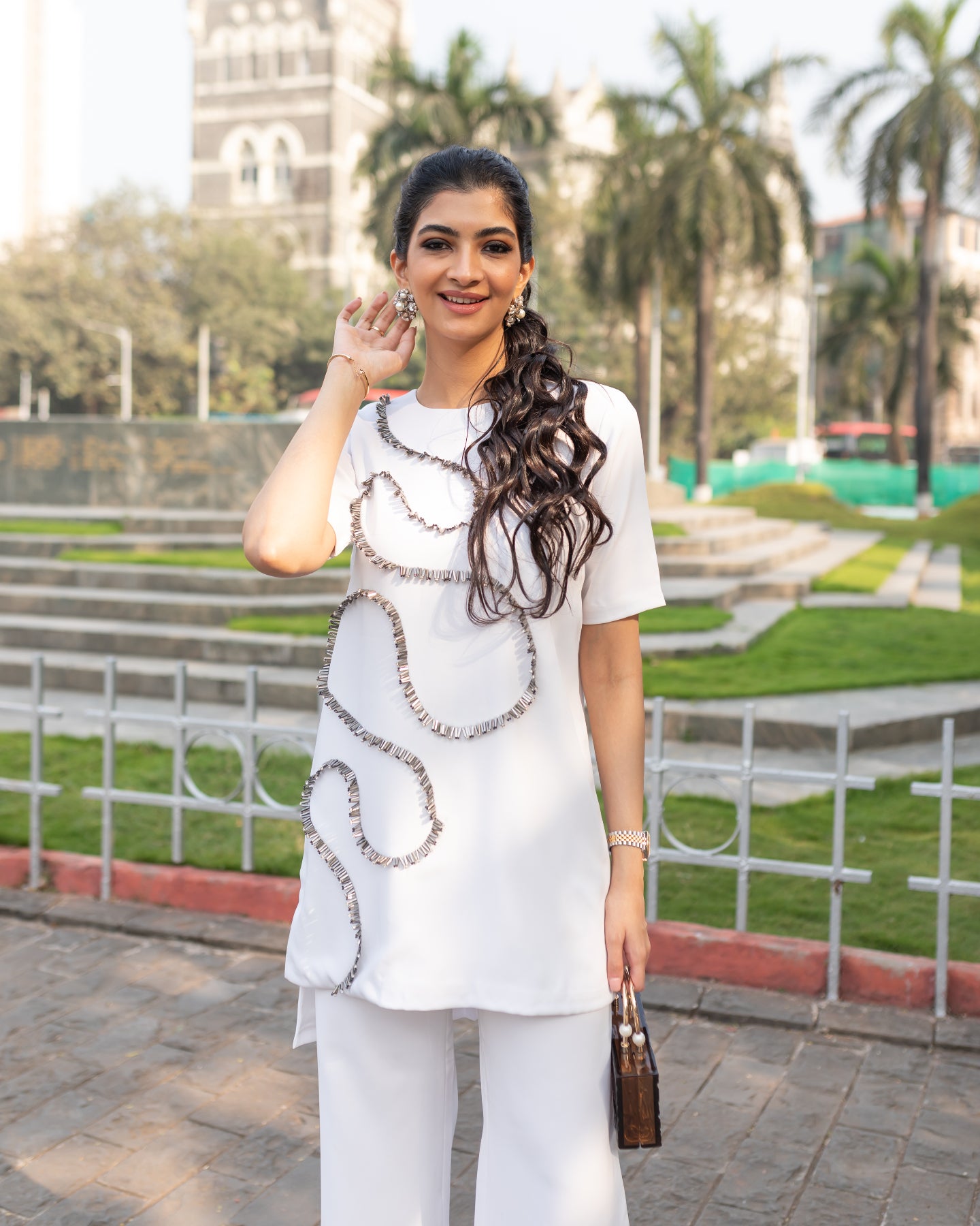 Hanna Khan in Beaded Long Top