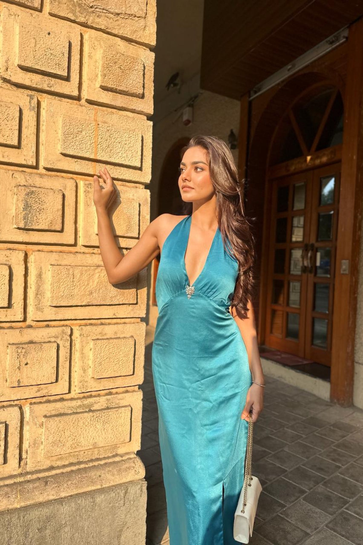 Rubal Shekhawat in Luminelle Halter Maxi Dress