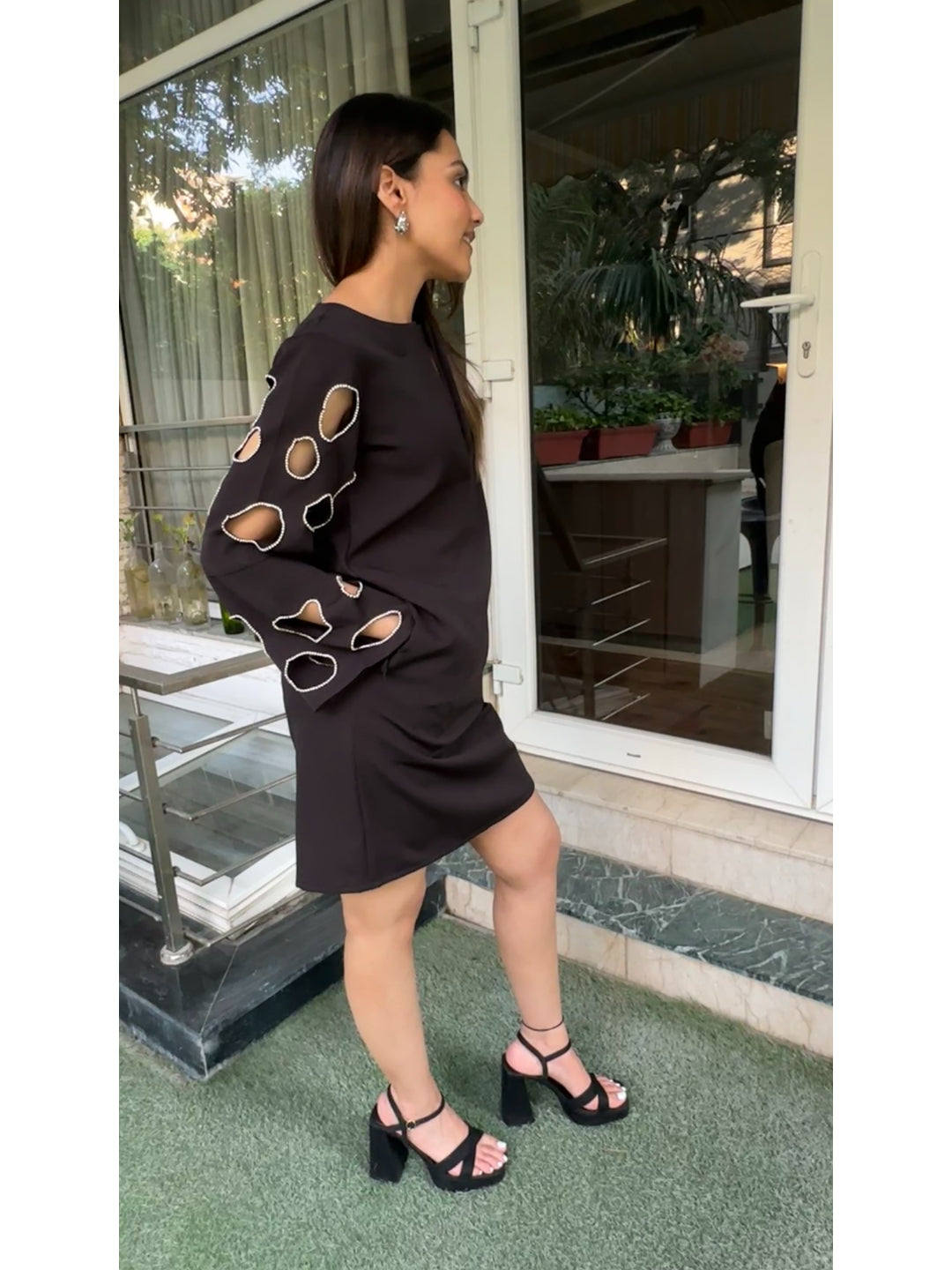 Yukta Sethi in Chloe Cut Out Studded Dress