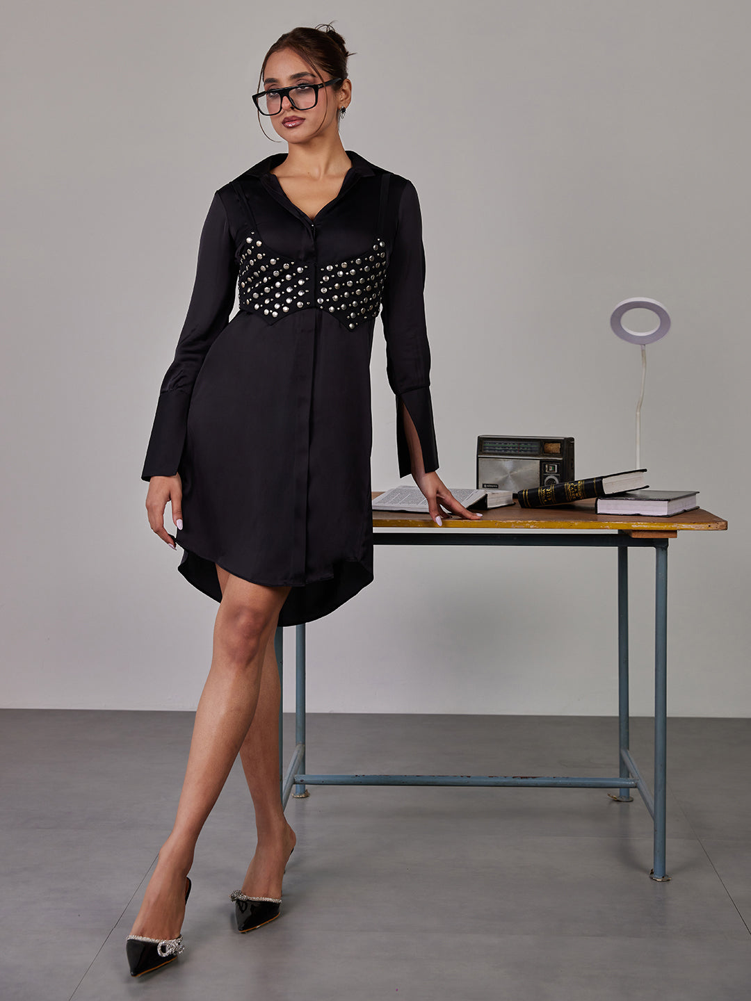 Studded Saeng Shirt Dress