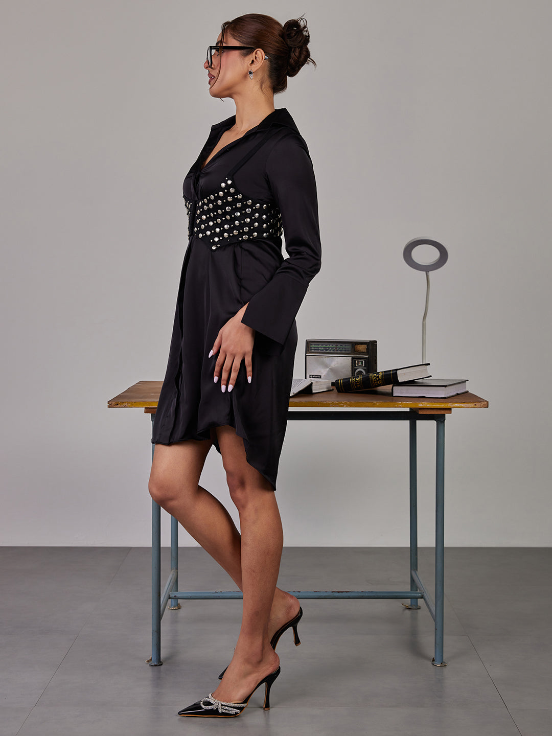 Studded Saeng Shirt Dress