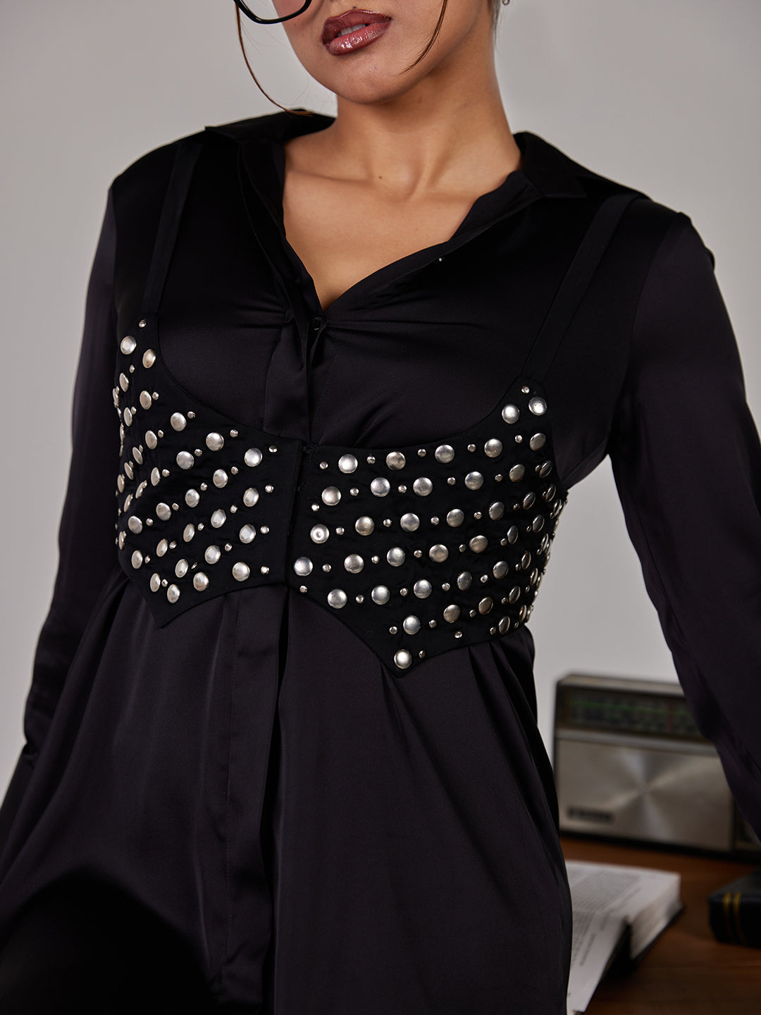 Studded Saeng Shirt Dress