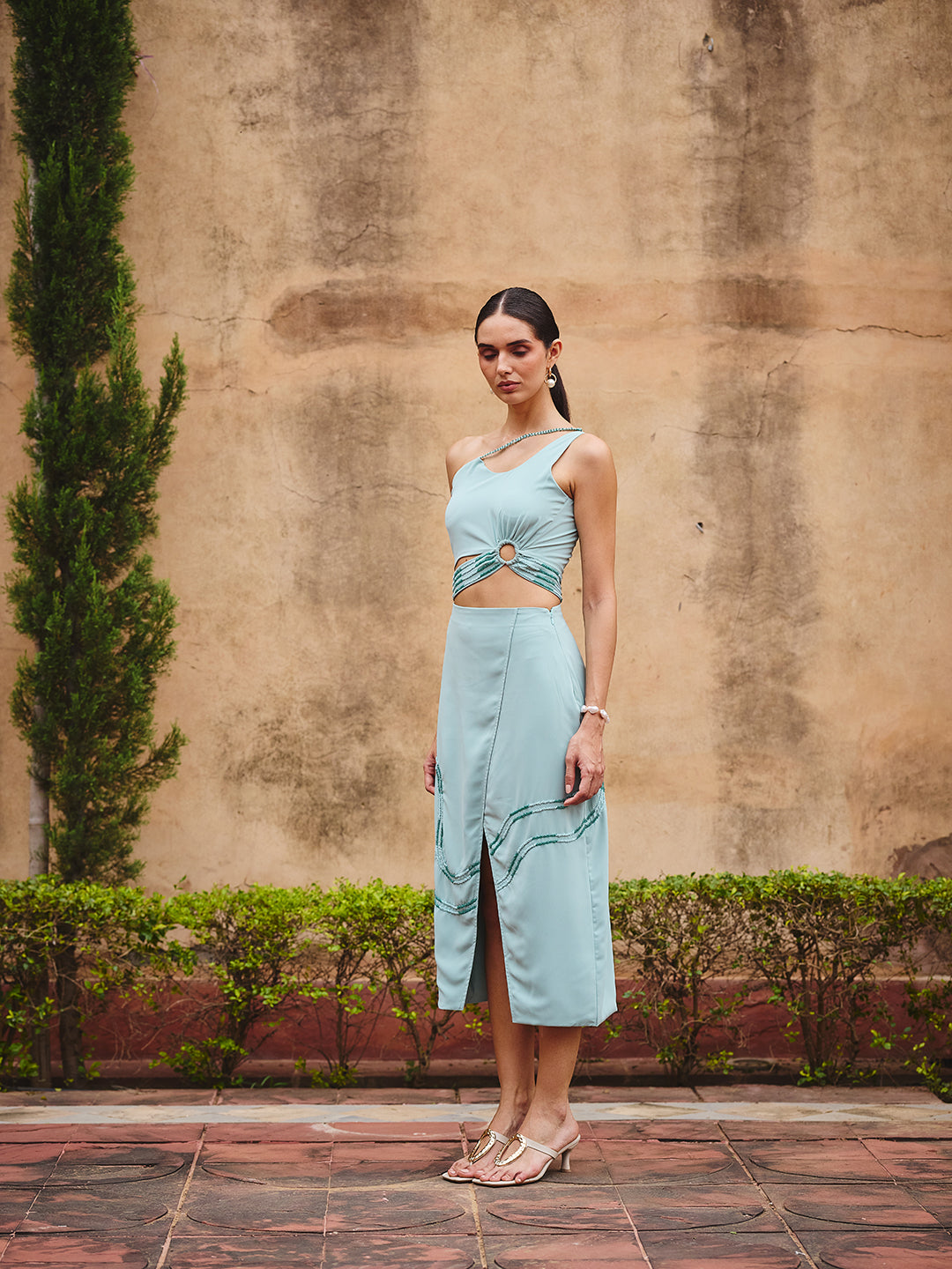 Linae crop top &  overlap skirt set
