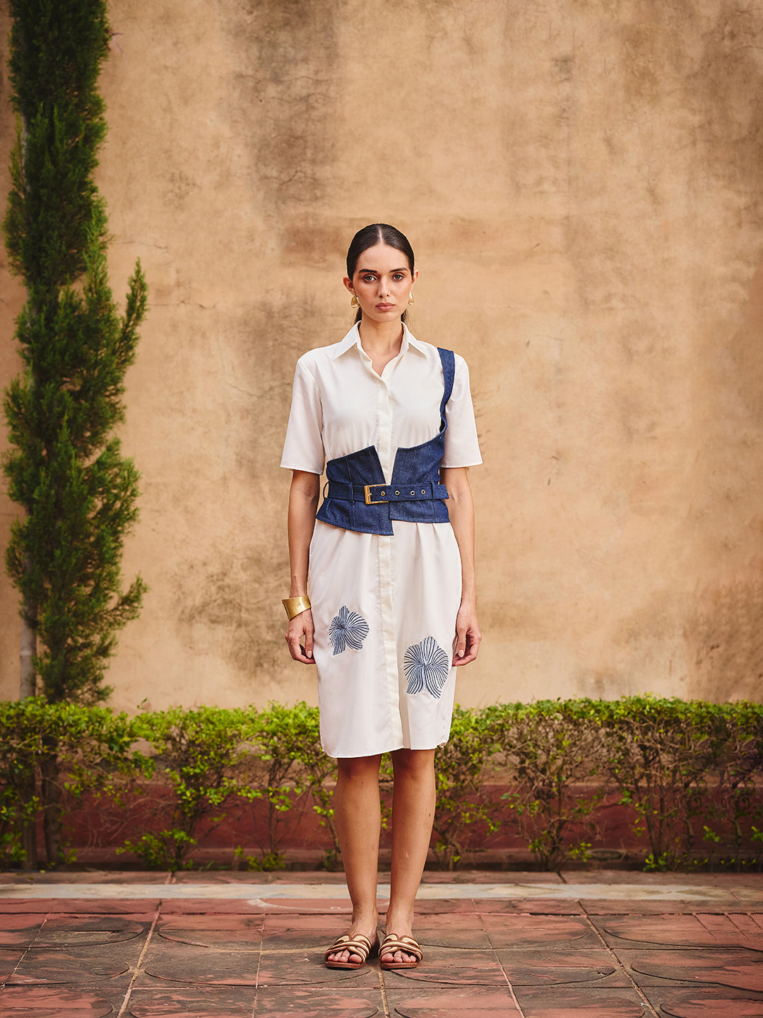 Cattleya shirt dress with denim belt