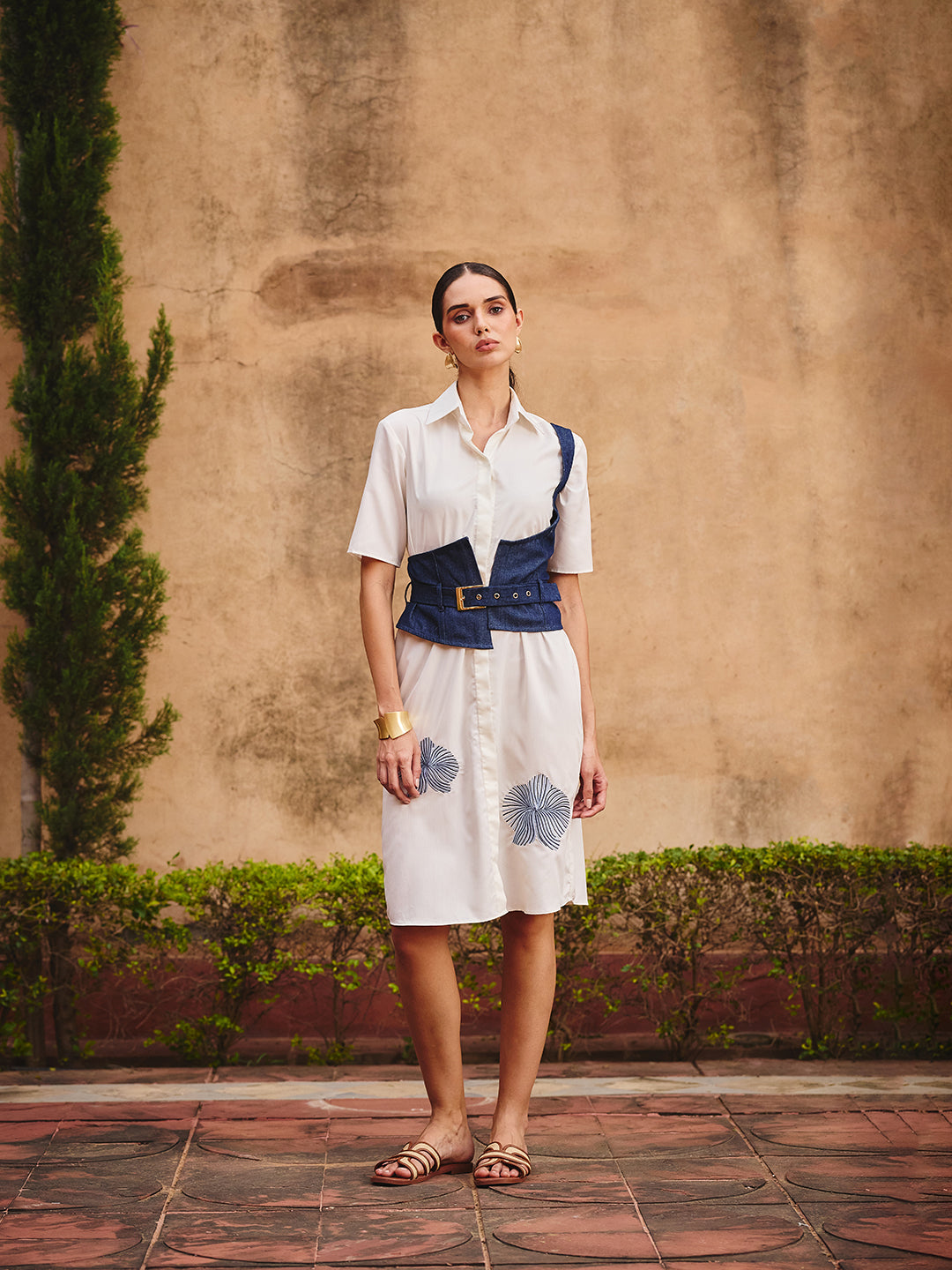 Cattleya shirt dress with denim belt